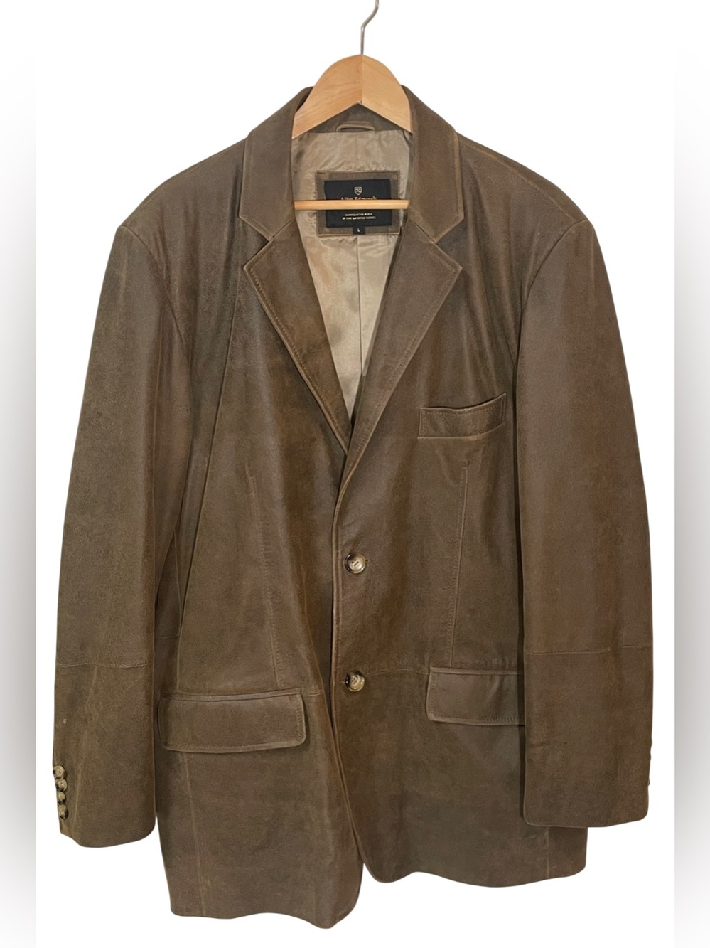 Allen Edmonds Jacket Blazer Men’s Large Brown 100% Natural Leather Suede Lined